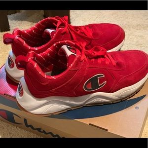 Champion Men’s red suede tennis shoes 9.5